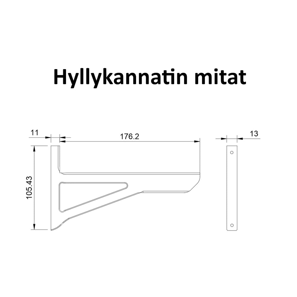Seinähyllykannatin mittakuva